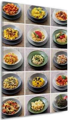 Produktbild von Wallario Premium Leinwandbild Italienische Pasta in Größe 60 x 90 cm