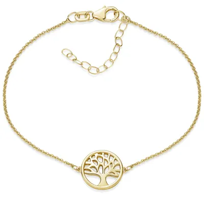 Produktbild von Materia Damen Armband Lebensbaum Gold - 925 Silber vergoldet 16-19,5cm SA-146-Gold