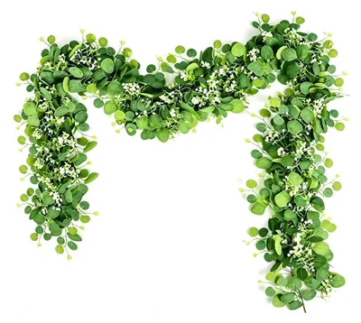 Produktbild von Künstliche Eukalyptus Girlande mit Beeren 2 Stück 1,8m Grüne Blätter Weiße Akzente