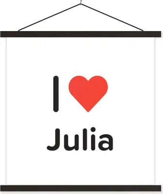 Produktbild von MuchoWow® Textilposter Ich liebe - Julia - Mädchen 90x90 cm mit schwarzem Rahmen - Magnetisches