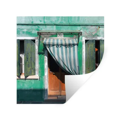Produktbild von MuchoWow® Wandtattoo Wandsticker Wandaufkleber Architektur - Grün - Tür - Haus - Fensterläden 50x50 cm Selbstklebend und Repositionierbar - Selbstklebend - Fototapeten