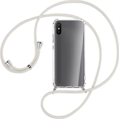 Produktbild von Handykette Backcover-Schutzhülle mit Band (Metall silberfarben) für Xiaomi Redmi 9A - broken white