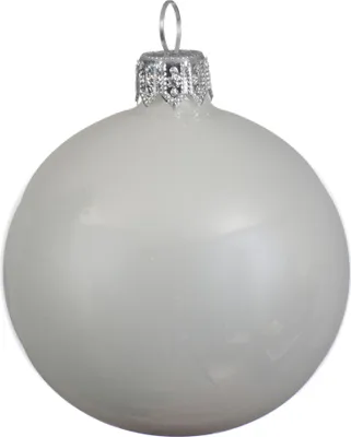 Produktbild von Weihnachtskugeln Glas 6cm mundgeblasen 6er Box - Winterweiß glänzend
