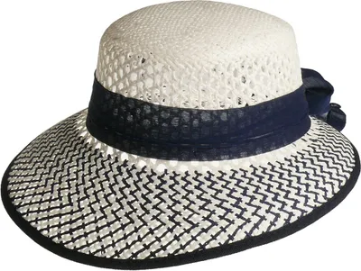 Produktbild von Eleganter Damen Strohhut ovale Form mit elegantem Hutband in zwei Farben Größe 56/58