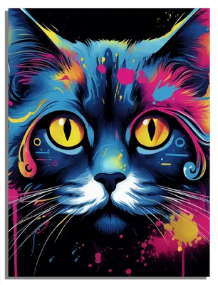 Produktbild von Wallario Magnet für Kühlschrank / Geschirrspüler, magnetisch haftende Folie - 60 x 80 cm, Motiv: Katze im Farbrausch