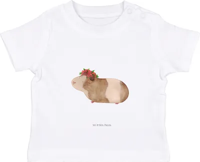 Produktbild von Mr. & Mrs. Panda Babyshirt Meerschweinchen Weisheit 12. - 18. Monat - Weiß - Geschenk, Wunder, Kinder Top,  Baby Shirt, Motivation, Wunderland, Lustige Sprüche, Spruch