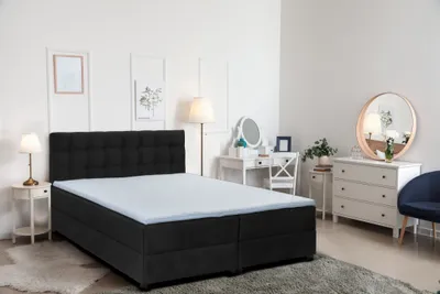 Produktbild von Boxspringbett MALMO mit Topper zwei Bettkästen Matratze Doppelbett 140 cm (Fresh 17 - schwarz)
