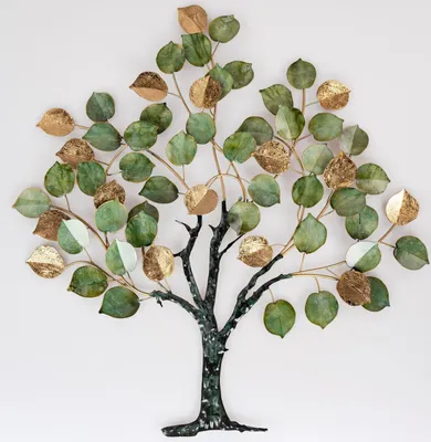 Produktbild von Wanddeko, Wandbild Blätterbaum XL 80x87cm gold grün aus Metall Formano