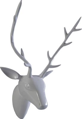 Geweih Hirschkopf 'weiß' (Größe: M) - Wandfigur, Wanddeko, Matall Hirschgeweih, Hirschkopf, Geweih und Skulptur Hirsch Geschenk Dekogeweih Metall
