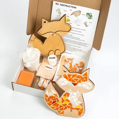 Produktbild von NKlaus DIY Mosaik Bastelset Fuchs 10tlg. Spielzeug Kinder & Erwachsene Craft Kit Puzzle Mosaikkunst 15256