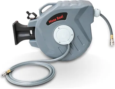 Produktbild von Clanmacy Schlauchtrommel 20 m, Druckluftschlauch Aufroller, Schlauch Aufroller, Kompressor-Zubehör, Wandhalterung, 1/4 Zoll Schnellkupplung, 180° Schwenkbar