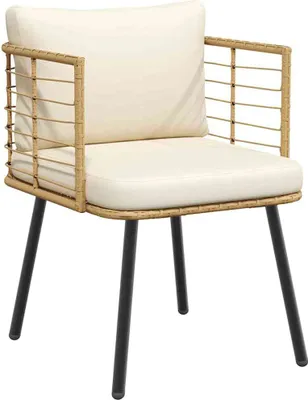 Produktbild von Gartenstuhl mit Kissen Natur Poly Rattan