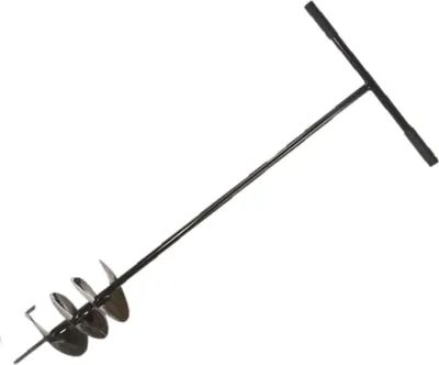 Produktbild von F & R Erdbohrer aus Stahl, Handerdbohrer zum Setzen von Erdlöchern, Handgriffe mit Gummi, Handbohrer für Erdarbeiten im Garten, Bau & Landschaftsbau, Lochspaten, Pfahlbohrer, Gartenbohrer, Ø 140 mm