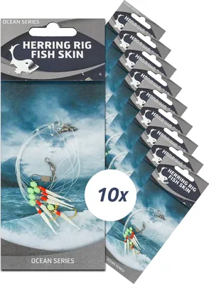 Produktbild von Eurocatch Heringsvorfach – Fischhaut – 6 Haken – 10 Stück – Vorfach – Größe 6 – Meeresangeln
