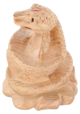 Produktbild von Miniatur Holzschlangenfigur als Tisch- und Gartenornament