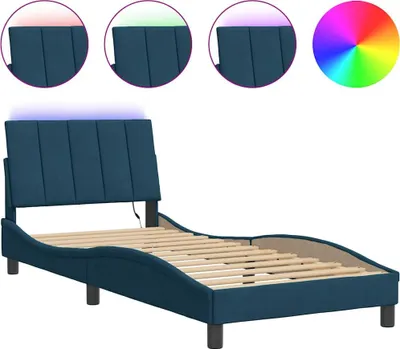 Immagine prodotto di Struttura letto con luci LED blu 90x200 cm in velluto