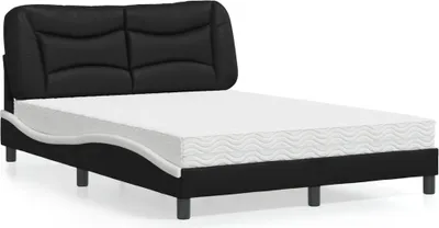 Produktbild von vidaXL Bett mit Matratze "Hvar" Schwarz und Weiß 140x200 cm Kunstleder
