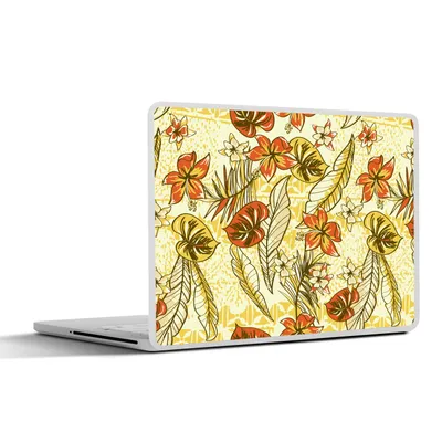 Produktbild von MuchoWow® Laptop Aufkleber Sticker Cover Vintage - Blumen - Blätter - Hawaii - Muster 40x30 cm - Laptop Dekoration - Selbstklebend