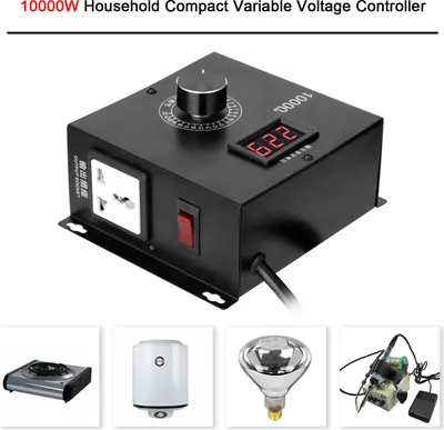 Zdjęcie produktu dla 10000W Kompaktowy regulator napięcia o zmiennej mocy do użytku domowego Przenośny ściemniacz z regulacją prędkości i temperatury światła