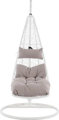 Produktbild von Hängesessel - Polyrattan - Weiß mit grauen Kissen - LUVA von MYLIA
