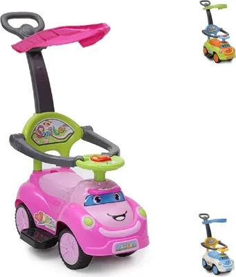 Produktbild von Rutschauto SMILE 3 in 1, Schubstange, Sonnendach, Fußstützen, Sicherheitsbügel rosa