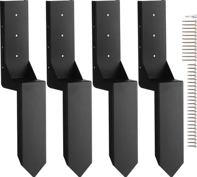 Zdjęcie produktu dla Zestaw naprawczy VEVOR do kotew do słupków ogrodzeniowych 4-pak średnica wewnętrzna 8,9 x 8,9 cm Stalowy słupek podporowy do słupków ogrodzeniowych Kotwica gruntowa do naprawy nachylonych złamanych drewnianych słupków ogrodzeniowych Opakowanie
