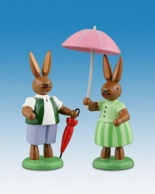 Obrázok produktu pre Veľkonočná dekorácia Veľkonočný zajačik s dáždnikmi Výška 7,5 cm NOVINKA