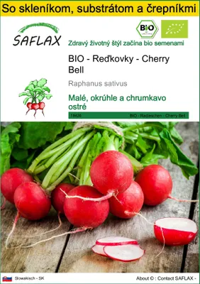Obrázok produktu pre SAFLAX Kultivačný set - BIO - Reďkovky - Cherry Bell - Raphanus sativus - 100 Semená - S mini skleníkom, pestovateľským substrátom a 2 črepníkmi