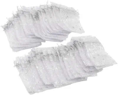 50Pcs Organza-Beutel 4,5x3,3in transparentes Sternmuster Kordelzug