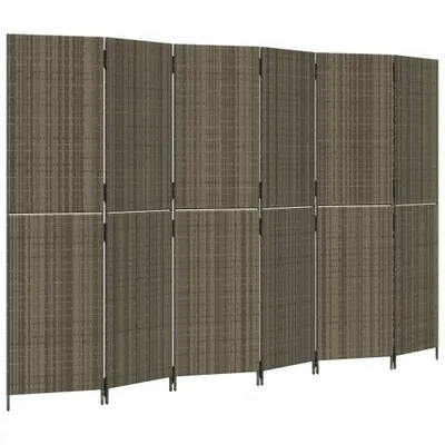 Produktbild von vidaXL Paravent 6-tlg. Grau Poly Rattan