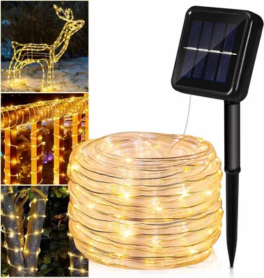 Produktbild von Fiqops Solar Lichtschlauch LED Lichterschlauch Lichterkette Außen Lichternetz Warmweiß 30M
