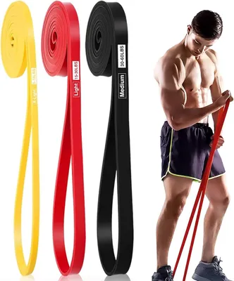 Produktbild von 3-teiliges Widerstandsband, Elastisches Fitnessband, 3 Niveaus, Für Yoga, Pilates, Squats, Gelb, Rot, Schwarz