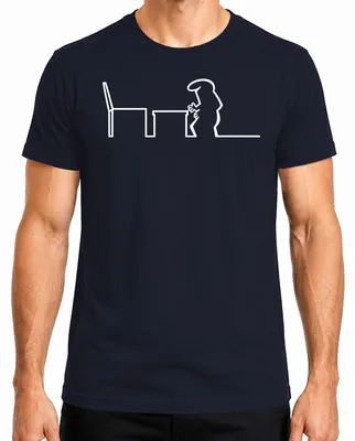 Imagen del producto de Camiseta para hombre "Balum" de la línea "Strichmännchen" de Osvaldo Cavandoli, diseño Kult, color azul marino, talla S