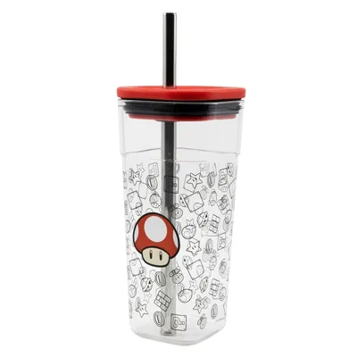 Produktbild von Nintendo - Super Mario - Toad - Trinkbecher mit Edelstahl Strohhalm - 540 ml