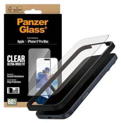 Obrázok produktu pre PanzerGlass ® Screen Protector iPhone 17 Pro Max | Ultra-Wide Fit w. EasyAligner, Apple, Apple - iPhone 17 Pro Max, Suché aplikovanie, Odolné proti poškriabaniu, Odolný proti nárazom, Priehľadná, 1 kusov