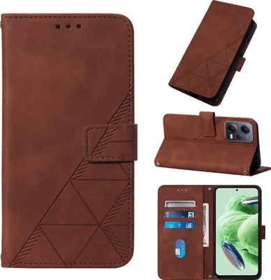 Produktbild von Hülle für Xiaomi Poco X5 /Redmi Note 12 5G Prägung Flip Leder Kartenfächer Schutzhülle mit Ständer Braun