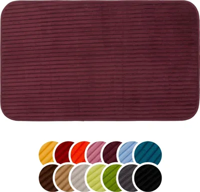 Produktbild von liebling Badteppich mit Anti-Rutsch-Beschichtung aus PVC Noppen, Cord-Optik, 100% Polyester, 50 x 70 cm, Fußbodenheizung geeignet, brombeere