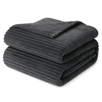 Produktbild von Betz Wohndecke BARI Cord-Flanell XXL Größe 150x200 cm Farbe graphit - Bari 8710-3