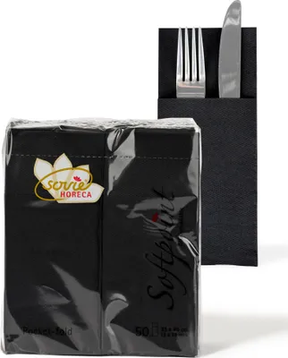 Produktbild von Sovie HORECA Besteckserviette Softpoint "Pub" in Schwarz, 40 x 33 cm, 1/8 Falz, 50 Stück