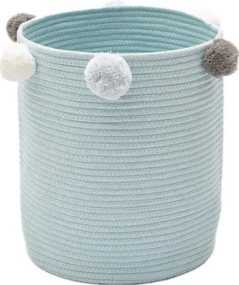 Produktbild von Naturgewebter Aufbewahrungskorb, Wäschekorb, Deckenkorb, Gewebter Baumwollseilkorb, Aufbewahrungskorb für Kinder- und Haustierspielzeug 12"x 14" 1PC Rosa