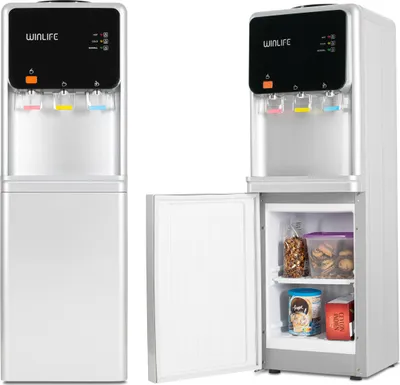 Produktbild von WINLIFE® Elektrischer Wasserspender Groß Silber Wasserspendergerät mit Kindersicherung Knopf, Trinkwasserspender für heiße & kalte Getränke 5 bis 20 L