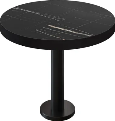 Produktbild von BML | Bistrotisch | Ø:H 80 x 77 cm | Schwarz Marmor / Schwarz | Rund | Schwarzer Rand | Bistrotisch Gastro Tisch