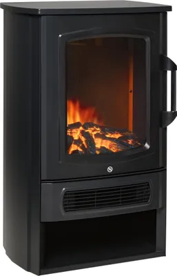 Produktbild von Elektrokamin E-Kamin mit realistischem Flammeneffekt, Thermostat, 1000 W/2000 W für Räume bis 25 qm, Schwarz 44,5x32,1x74 cm