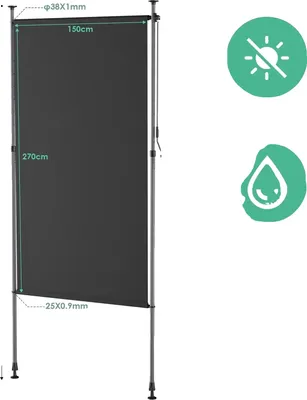 Immagine prodotto di Tenda retrattile manuale, protezione UV, 100% impermeabile, 150 x 270 cm