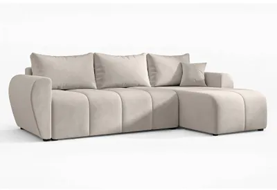 Image de AX LIVING Canapé d'angle avec fonction sommeil Malatya L Mini canapé d'angle Beige D