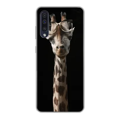 Produktbild von MuchoWow® Handyhülle Schutzhülle Hülle für Samsung Galaxy A30s Giraffe - Schutzbrille - Schwarz Silikon Softcase Handy Hülle - Karteninhaber