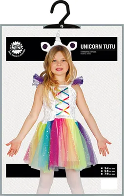 A child wearing a unicorn costume on a product package.