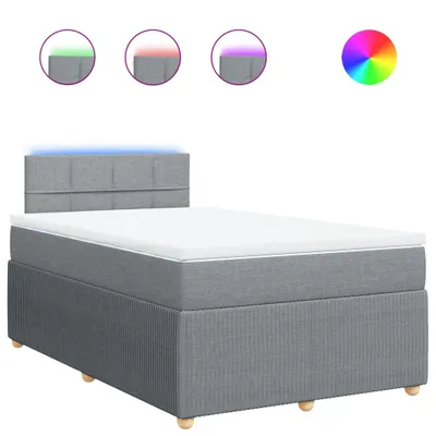Produktbild von Boxspringbett mit Matratze Hellgrau 120x200 cm Stoff