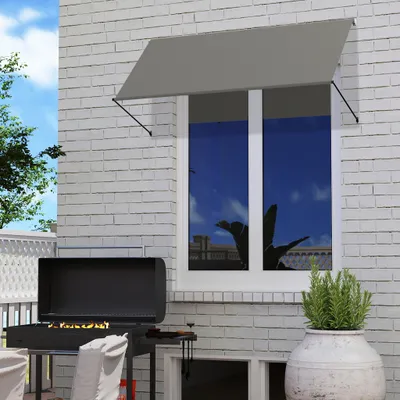 Obrázok produktu pre LZQ Markíza, výsuvná markíza s padacím ramenom, 300 x 145 cm, ochrana proti UV žiareniu a poveternostným vplyvom, ochrana proti slnku pre okno na balkóne terase, vrátane montážneho materiálu, sivá