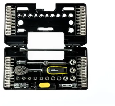 Produktbild von WGB Werkzeugset, 57-teilig, 1/4“-Set, Ratschenset, Ringschlüssel, Bits